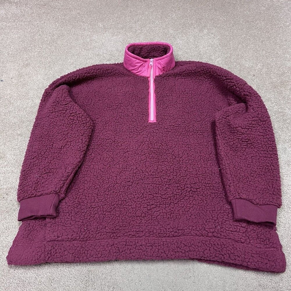 Aerie Sherpa Jacket Pink Long Sleeve 1/4 Zip Women’s Size Large - Picture 1 of 11